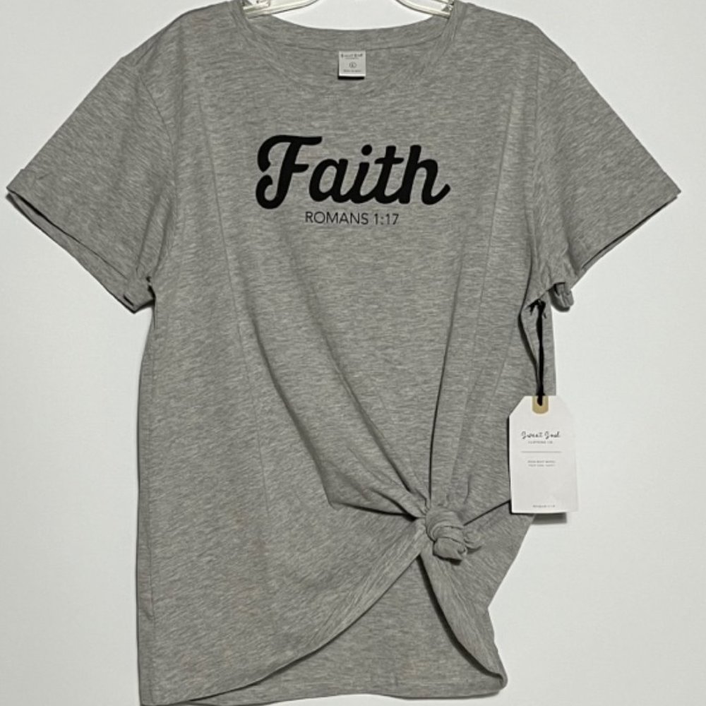 SWEET SOUL Gray Faith T-shirt Size L NWT